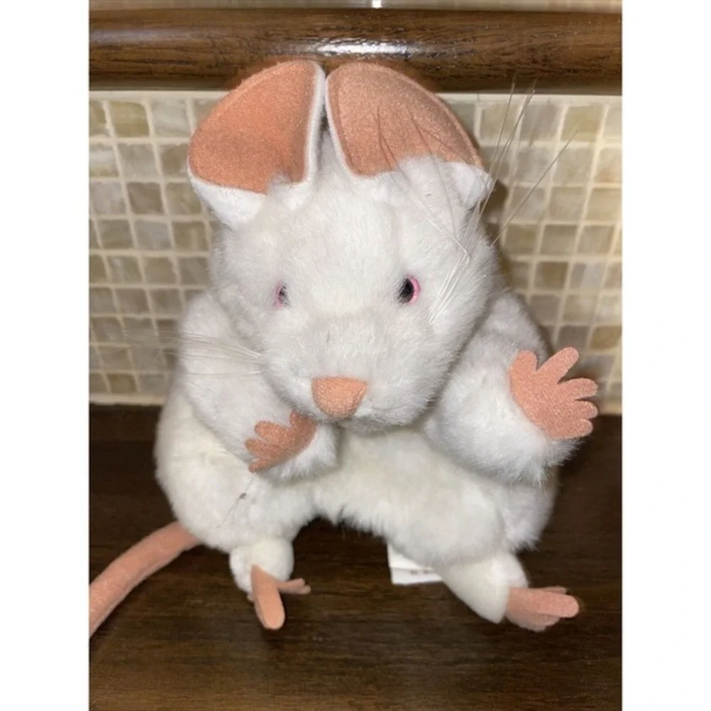 Folkmanis‎ hand Puppet White Mouse Rat  Plush Animal Long Tail 7